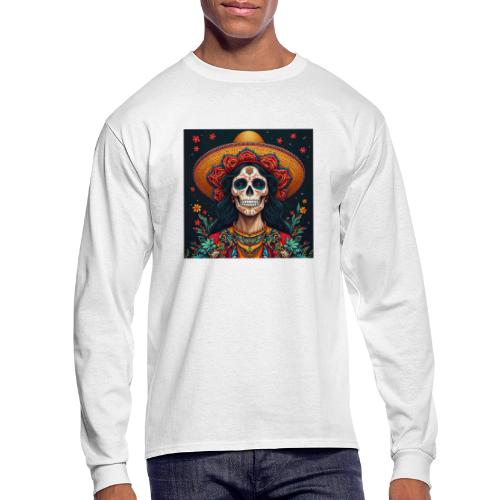Charra Skull Art | Traditional Mexican Design - Men's Long Sleeve T-Shirt