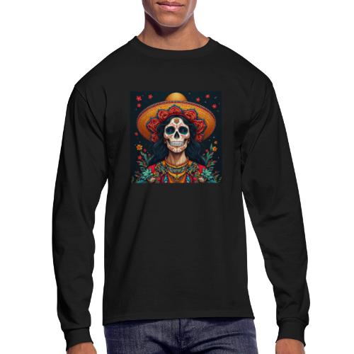 Charra Skull Art | Traditional Mexican Design - Men's Long Sleeve T-Shirt