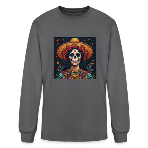 Charra Skull Art | Traditional Mexican Design - Men's Long Sleeve T-Shirt
