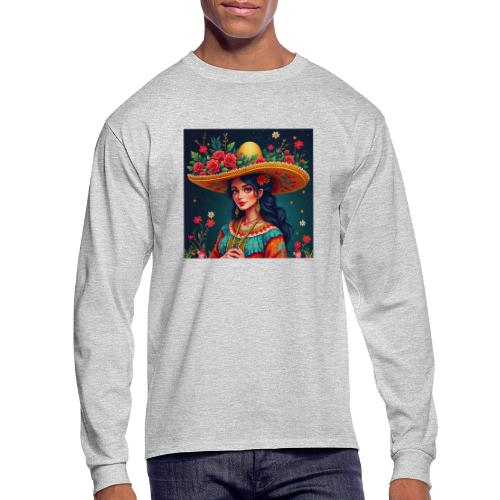 Mexican Design, Regional Mexican Charro Woman - Men's Long Sleeve T-Shirt