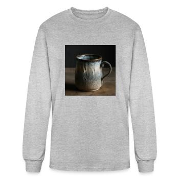 A rough ceramic mug is a handmade piece - Men's Long Sleeve T-Shirt - heather gray - Front
