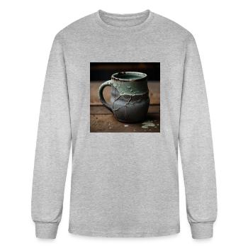 A rough ceramic mug is a handmade piece - Men's Long Sleeve T-Shirt - heather gray - Front