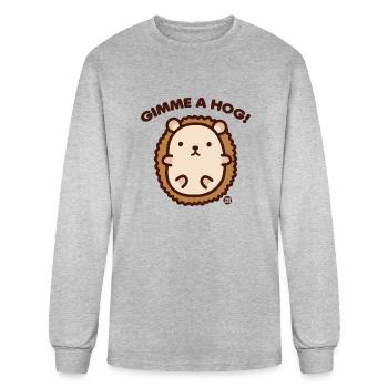 Gimme Hog Cute Animal - Men's Long Sleeve T-Shirt - heather gray - Front