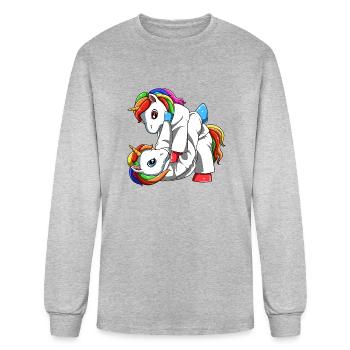 Jitsu Unicorn Brazilian JiuJitsu BJJ and Grappling - Men's Long Sleeve T-Shirt - heather gray - Front