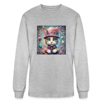 Whimsical Whiskers - Men's Long Sleeve T-Shirt - heather gray - Front