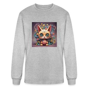 Whimsical Whiskers - Men's Long Sleeve T-Shirt - heather gray - Front