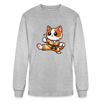 Triumphant Kitten with Karate Chop - Men's Long Sleeve T-Shirt - heather gray - Front