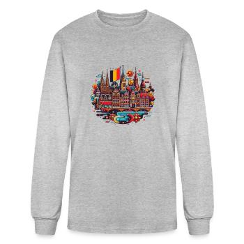 Belgian Pride - Men's Long Sleeve T-Shirt - heather gray - Front