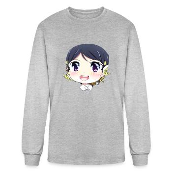 Kawaii happy girl smiling with big eyes, hapiness - Men's Long Sleeve T-Shirt - heather gray - Front