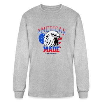 American Made - Men's Long Sleeve T-Shirt - heather gray - Front