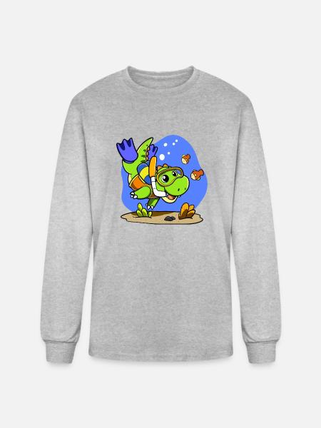 Scuba Dino - Men's Long Sleeve T-Shirt - heather gray