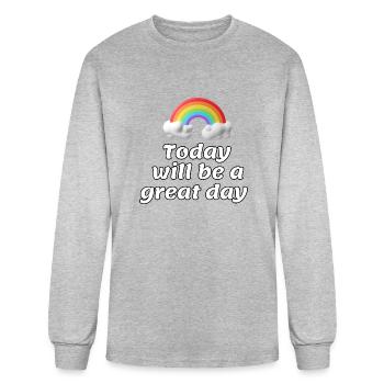 today will be a great day - Men's Long Sleeve T-Shirt - heather gray - Front
