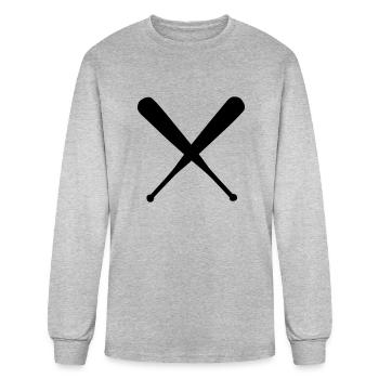 baseball bat crossed - Men's Long Sleeve T-Shirt - heather gray - Front