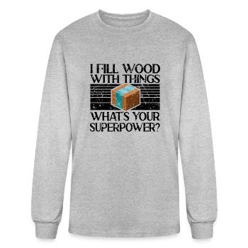 I Fill Wood With Things Epoxy Resin Art - Men's Long Sleeve T-Shirt - heather gray - Front