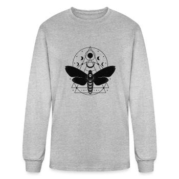 Moth Lunar Phase Tattoo Art - Men's Long Sleeve T-Shirt - heather gray - Front