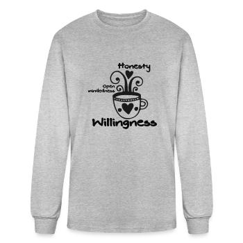 Honesty Open Mindedness And Willingness - Men's Long Sleeve T-Shirt - heather gray - Front