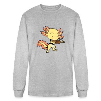 Comic Axolotl Plays Violin - Men's Long Sleeve T-Shirt - heather gray - Front
