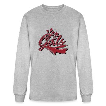 Girls with Swoosh Women’s Graphic Vintage Red Font - Men's Long Sleeve T-Shirt - heather gray - Front