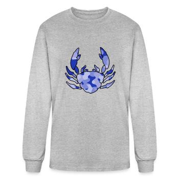Crab blue camo - Men's Long Sleeve T-Shirt - heather gray - Front