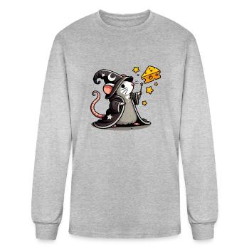 wizard rat in a flowing robe and pointy hat - Men's Long Sleeve T-Shirt - heather gray - Front