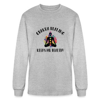 Chakra Healing | Yoga Meditation Chakra Gifts - Men's Long Sleeve T-Shirt - heather gray - Front