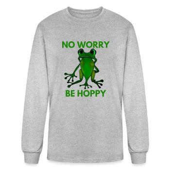 Frog No Worry Be Hoppy - Men's Long Sleeve T-Shirt - heather gray - Front