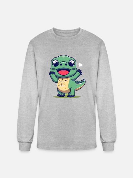 Crocodile with Baby Face - Men's Long Sleeve T-Shirt - heather gray
