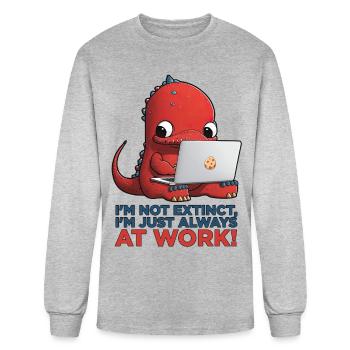 Workaholic Dino - Men's Long Sleeve T-Shirt - heather gray - Front