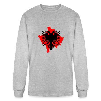 red albanian eagle dobble head kosovo symbol - Men's Long Sleeve T-Shirt - heather gray - Front