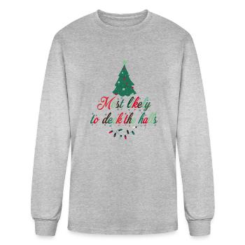 Most likely to deck the halls - Men's Long Sleeve T-Shirt - heather gray - Front