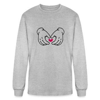 Hand Heart - Men's Long Sleeve T-Shirt - heather gray - Front