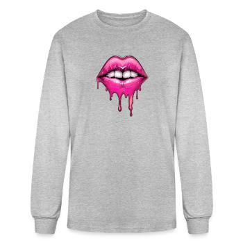 Dripping Lips - Men's Long Sleeve T-Shirt - heather gray - Front