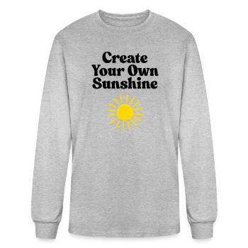Vivid Sunburst Emblem Design - Men's Long Sleeve T-Shirt - heather gray - Front