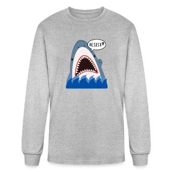 Shark Protest Doodle – Signe de résistance - T-shirt à manches longues Homme - gris chiné - Devant