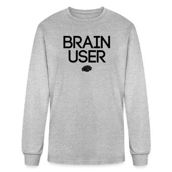 Brain User Smart Thinking Quote - Men's Long Sleeve T-Shirt - heather gray - Front