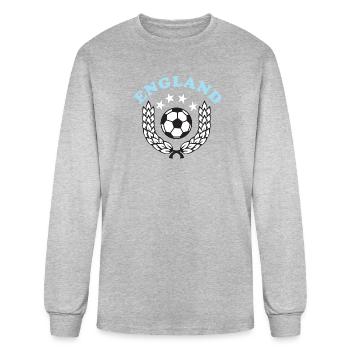 England Soccer - Men's Long Sleeve T-Shirt - heather gray - Front