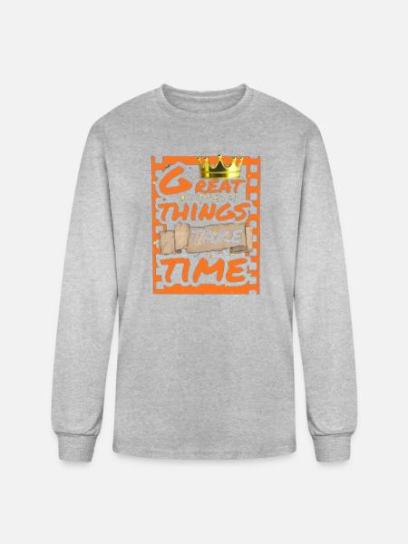 Great Things Take Time Motif - Men's Long Sleeve T-Shirt - heather gray