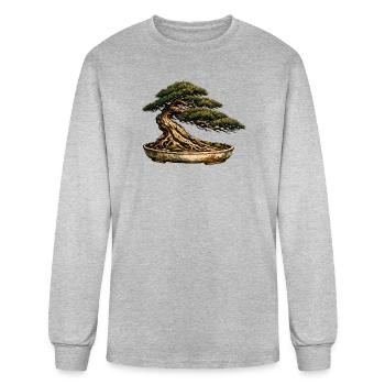 Japanese Pine Bonsai Tree Art - Men's Long Sleeve T-Shirt - heather gray - Front