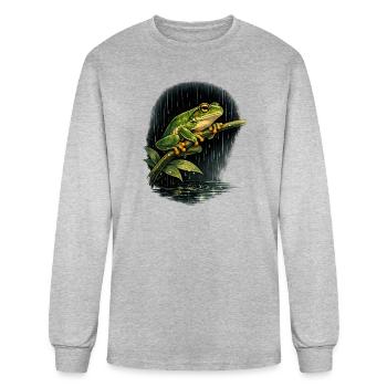 Japanese Tree Frog in the Rain - Men's Long Sleeve T-Shirt - heather gray - Front
