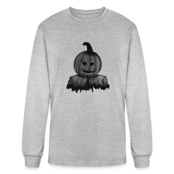 Pumpkin Boss in Suit - Men's Long Sleeve T-Shirt - heather gray - Front