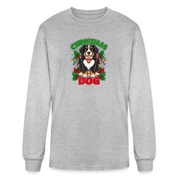 Bernese Christmas Dog Shirt - Men's Long Sleeve T-Shirt - heather gray - Front