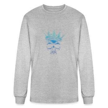 Crâne avec la couronne - T-shirt à manches longues Homme - gris chiné - Devant