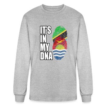 Tanzanian And Kiribati Vintage Heritage DNA Flag - Men's Long Sleeve T-Shirt - heather gray - Front