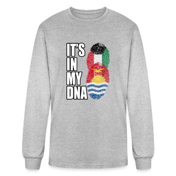 Kuwaiti And Kiribati Mix Heritage DNA Flag - Men's Long Sleeve T-Shirt - heather gray - Front