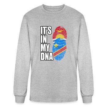 Kiribati And Congolese Mix Heritage DNA Flag - Men's Long Sleeve T-Shirt - heather gray - Front