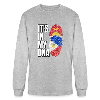 Kiribati And Filipino Mix Heritage DNA Flag - Men's Long Sleeve T-Shirt - heather gray - Front