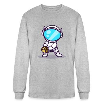 Cute astronaut cartoon illustration - Men's Long Sleeve T-Shirt - heather gray - Front