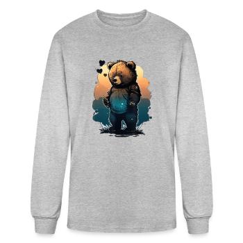 Cute Dressed Bear - Men's Long Sleeve T-Shirt - heather gray - Front