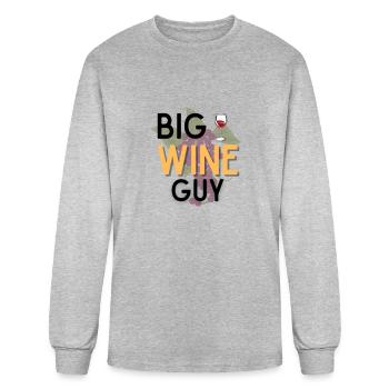 Big wine guy Wine lover Wine opener Wine - Men's Long Sleeve T-Shirt - heather gray - Front