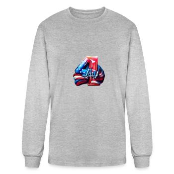 4 July - Men's Long Sleeve T-Shirt - heather gray - Front